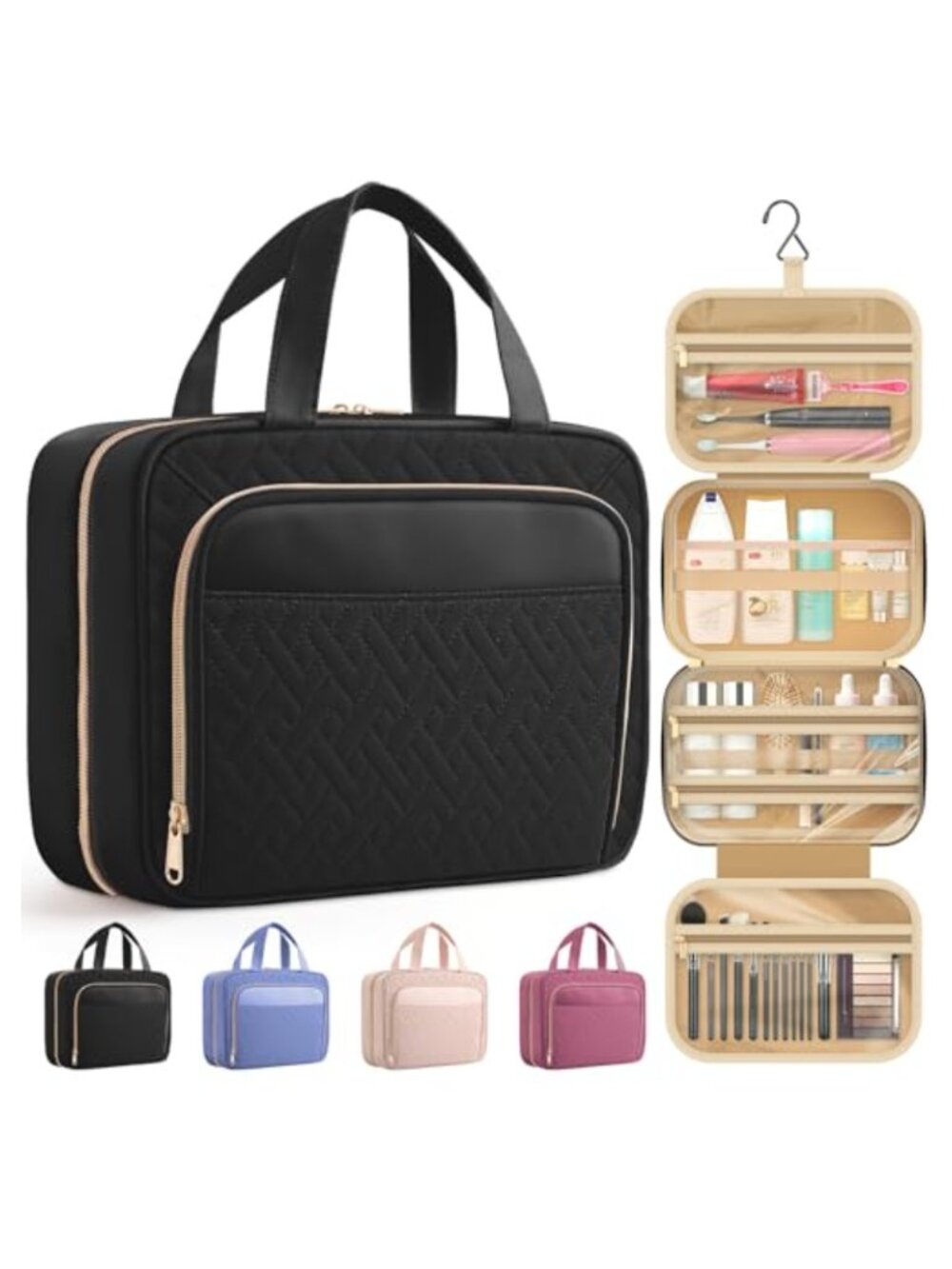 Hanging Travel Toiletry Makeup Bag with Compartments